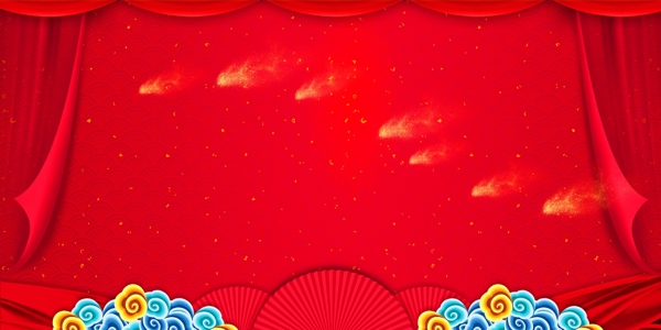 中國風(fēng)紅色幕布廣告背景