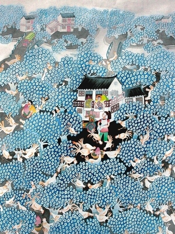 農(nóng)民畫桃花朵朵圖片