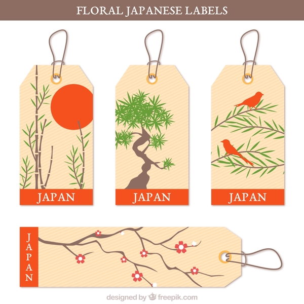日本植物元素标签设计