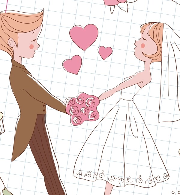 畫婚禮插畫矢量素材