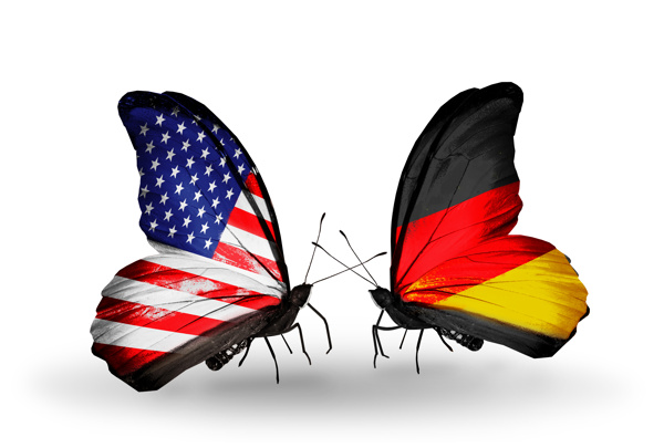 美国蝴蝶国旗与德国国旗图片