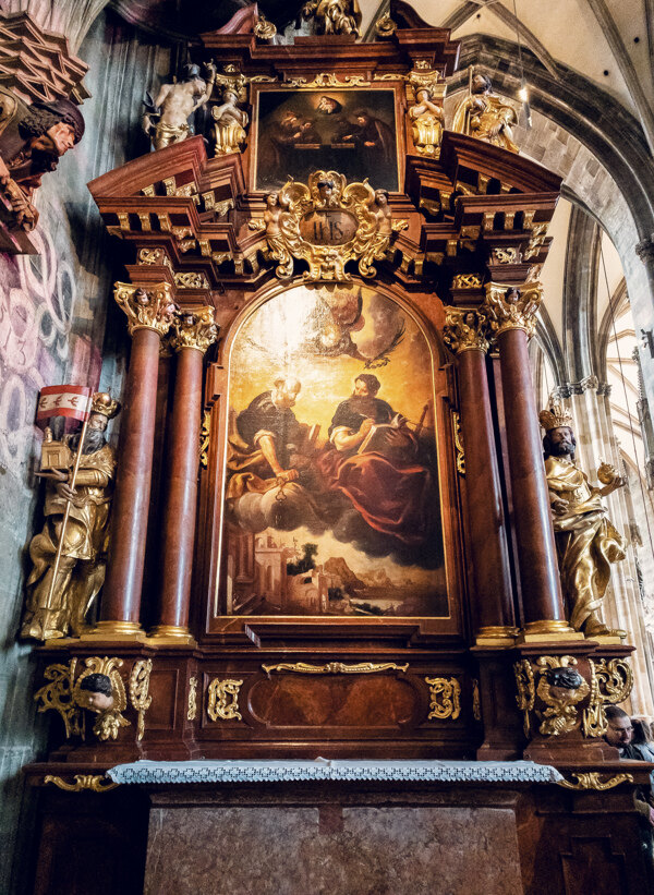 维也纳教堂复古油画