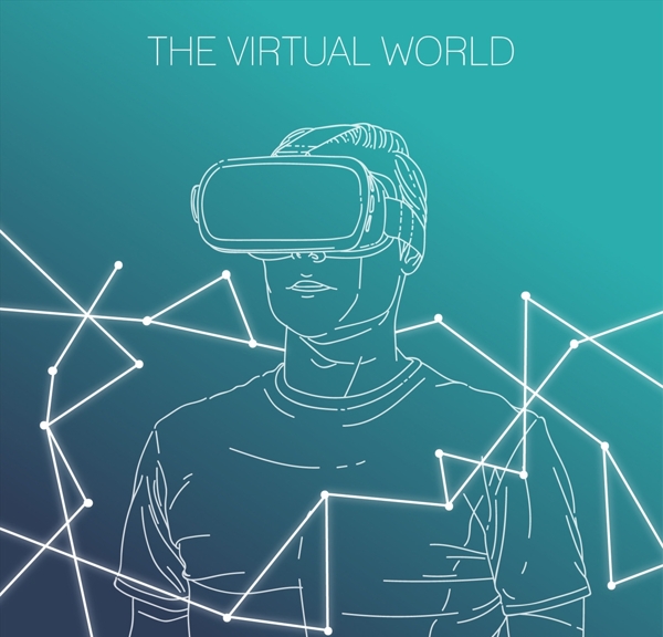创意VR虚拟现实主题插画