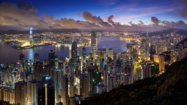 香港特色金融中心夜景图片