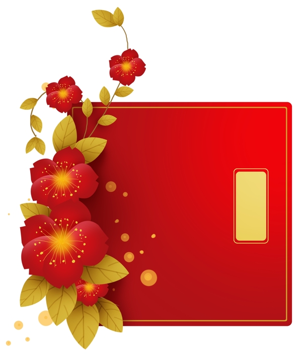 新年元宵节红色花卉文本框