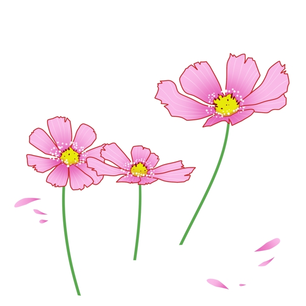春天粉色的小花插画