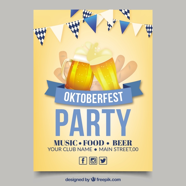 啤酒节的海报和一个蓝带啤酒