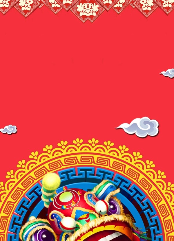 古建筑新春元旦红色传统节日广告背景