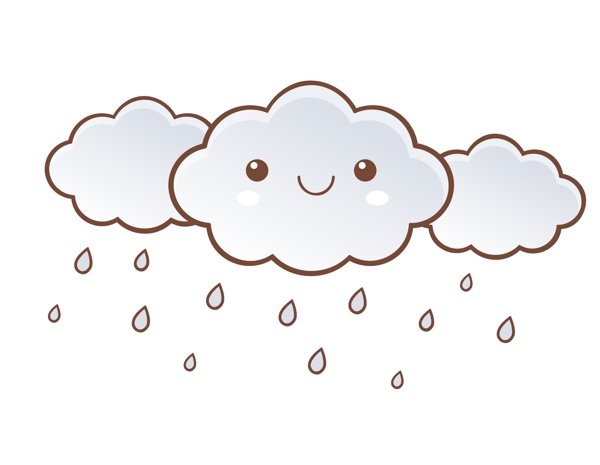 卡通云朵雨滴元素