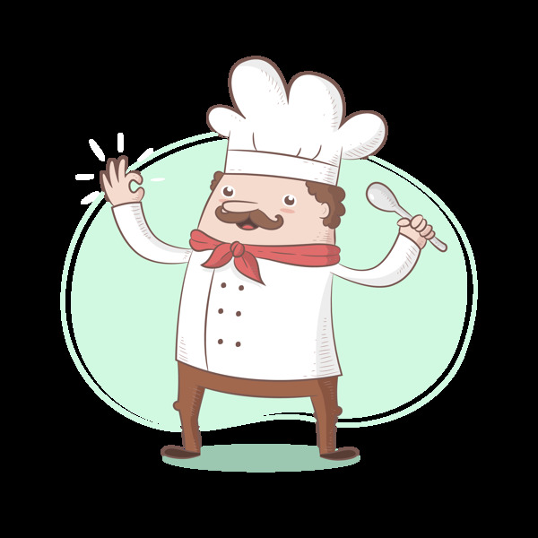 手绘厨师人物插画免抠png透明图层素材