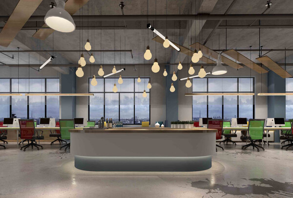 现代创意办公室吊灯工装装修效果图