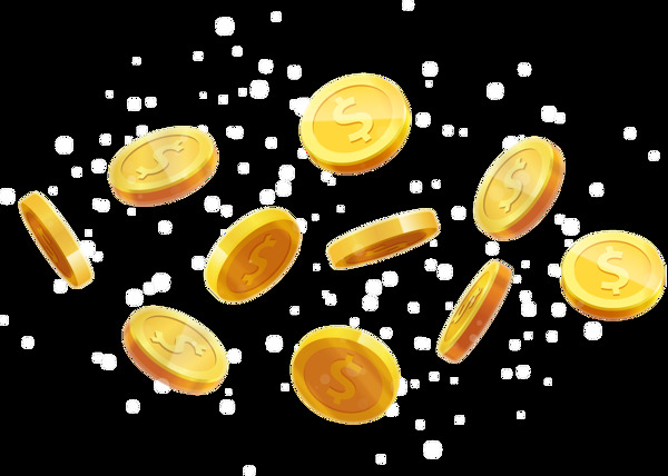懸浮的金幣透明素材