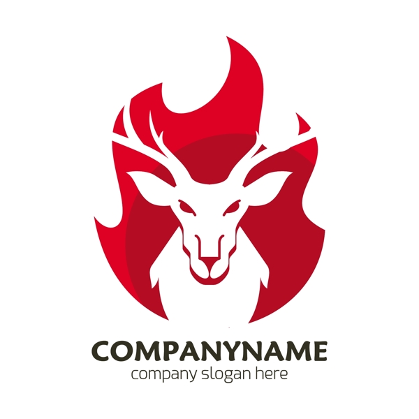 紅色抽象羚羊logo矢量素材