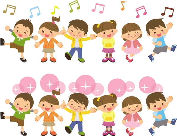 卡通儿童唱歌跳舞素材