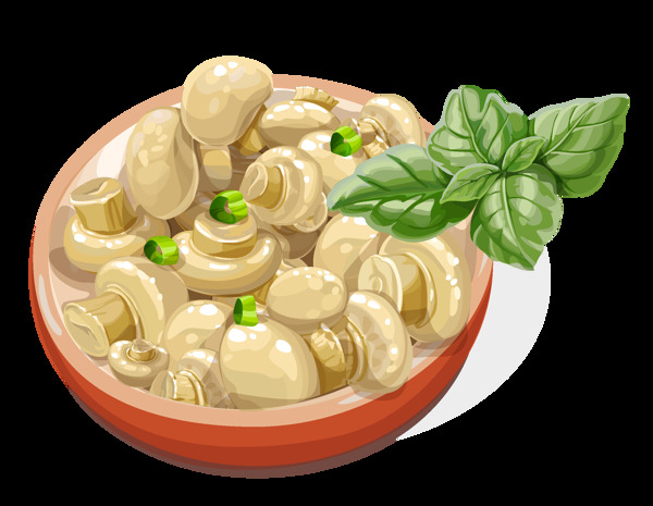卡通一碗美味蘑菇png元素
