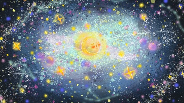 梦幻星空闪闪发光的宇宙星系涂鸦