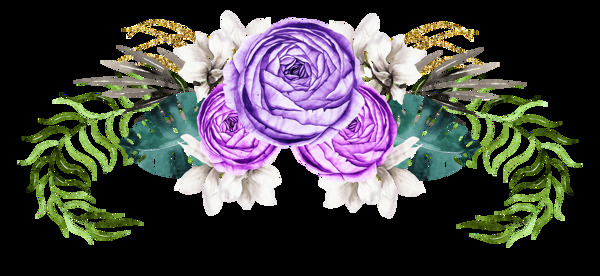 紫色梦幻花卉卡通透明素材