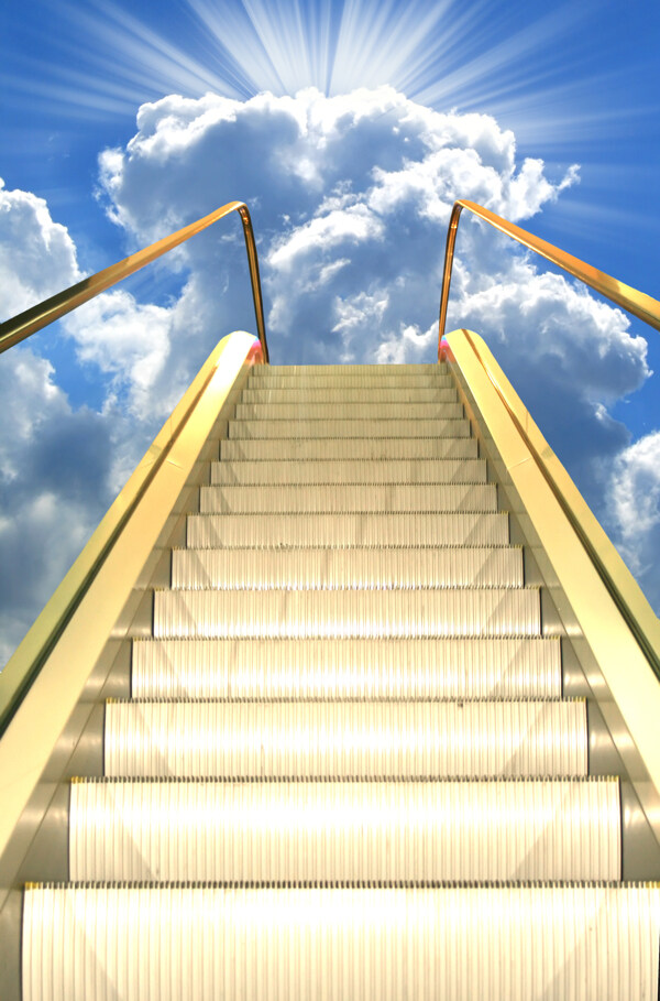 楼梯与天空背景素材