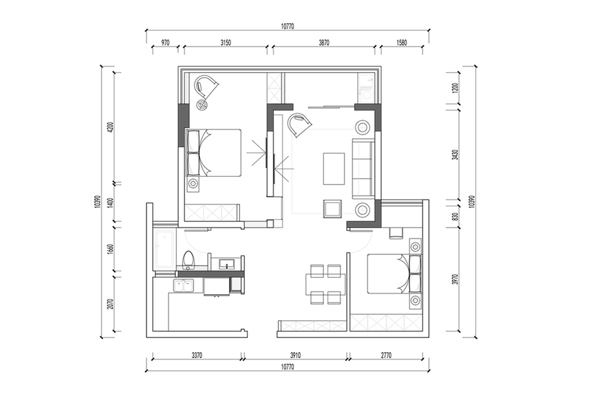 简约时尚公寓CAD平面方案
