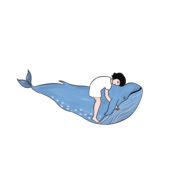 原创可爱Q版少年鲸鱼可商用元素