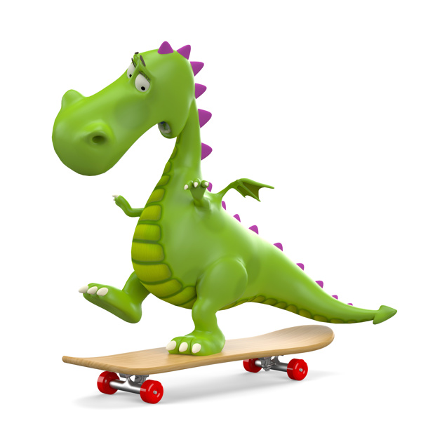 玩滑板的绿色恐龙图片