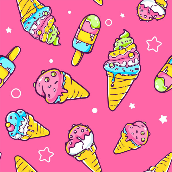 彩色冰淇淋卡通背景图片