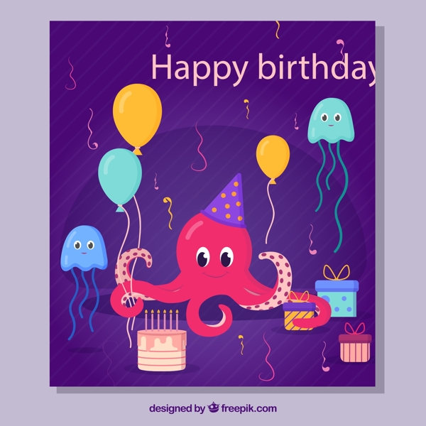 章鱼生日祝福卡图片