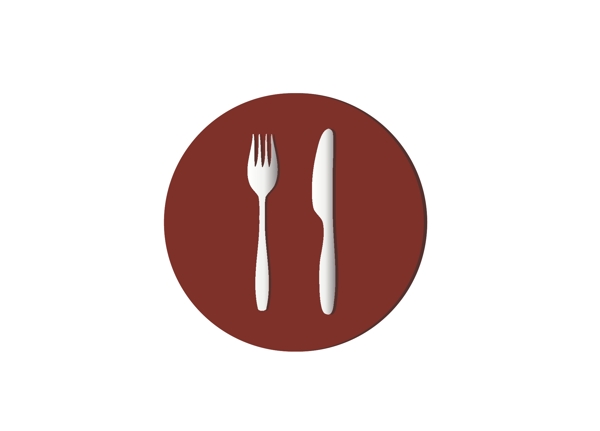 酒店餐厅标识指示牌刀叉餐具