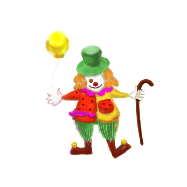 手绘儿童节卡通气球小丑