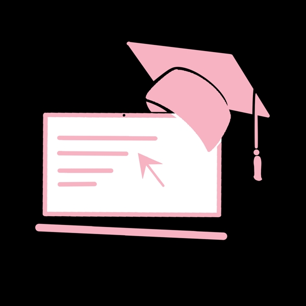 粉色电脑博士帽简历图标