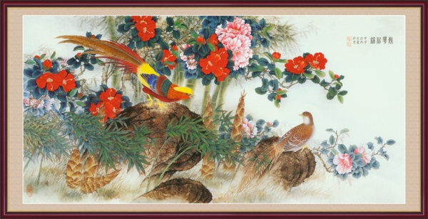 花鳥畫中堂畫分層插畫PSD格式0023