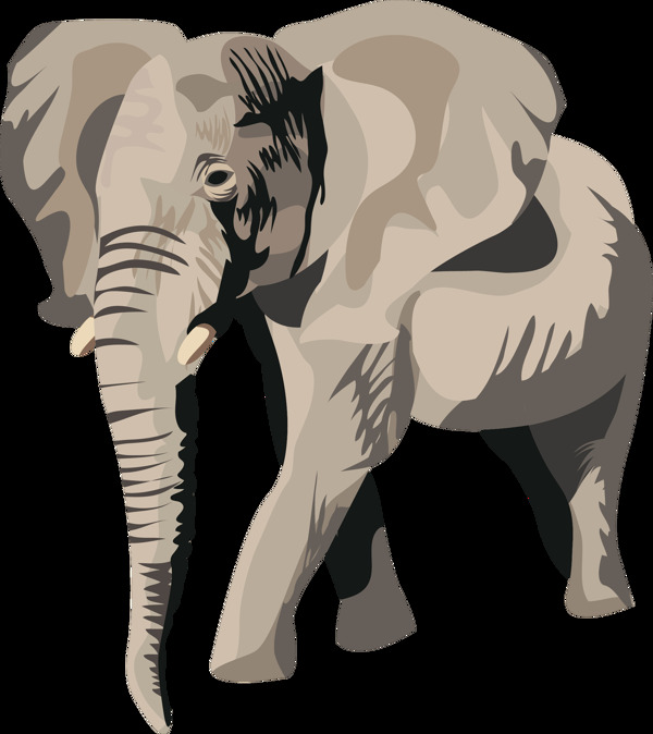 手绘卡通动物大象高清PNG透明