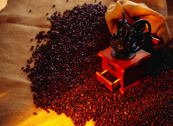 咖啡豆和搅拌机图片
