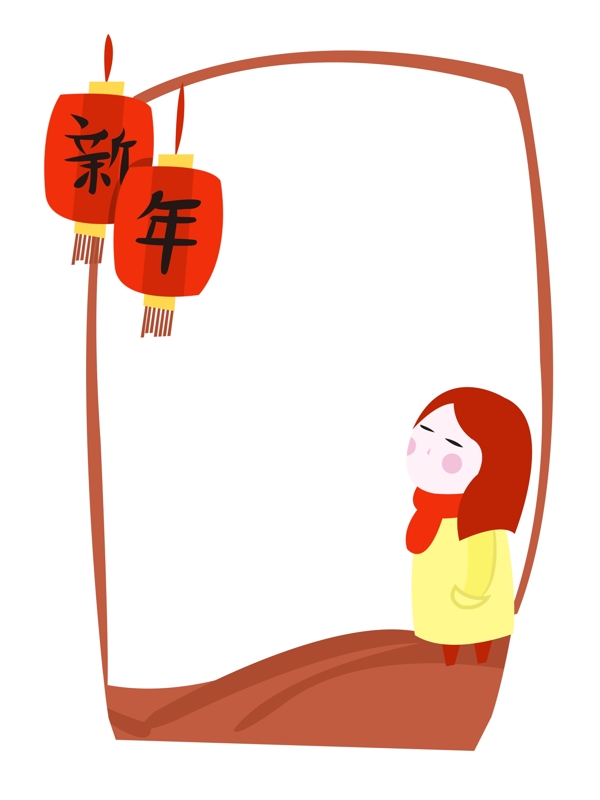 手繪紅色新年邊框