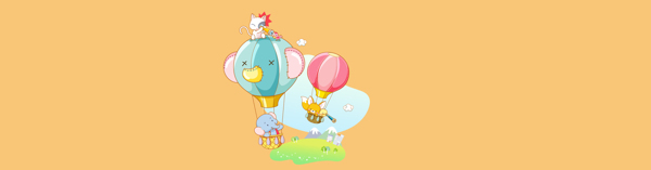 卡通熱氣球清新背景banner