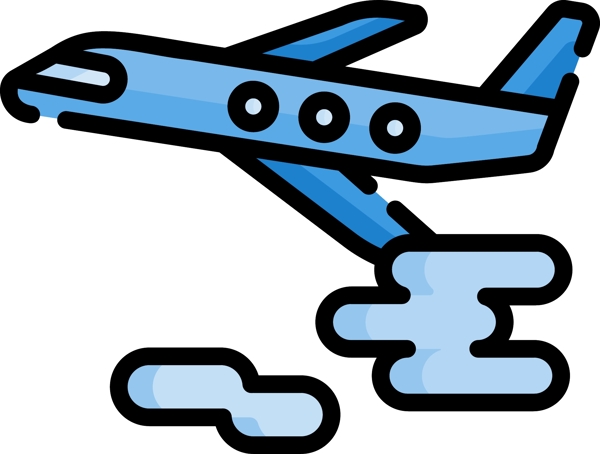 卡通插画mbe风格飞机装饰图标