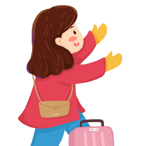 彩繪回家過(guò)年的小女孩人物設(shè)計(jì)