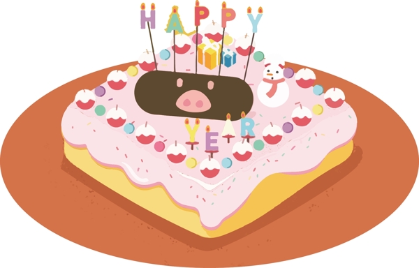 猪年庆祝生日卡通蛋糕