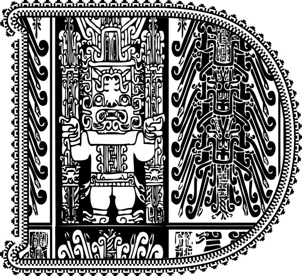 古字母D矢量插畫