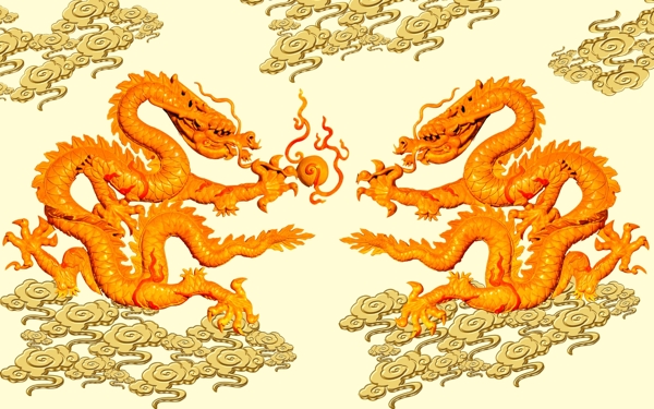 龍紋祥云電視背景墻圖片