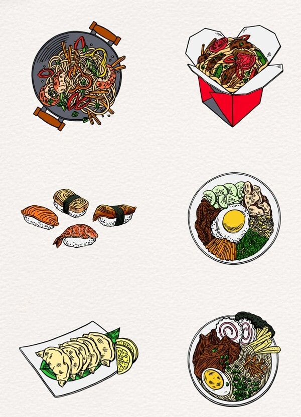 彩绘美味日本美食图片素材