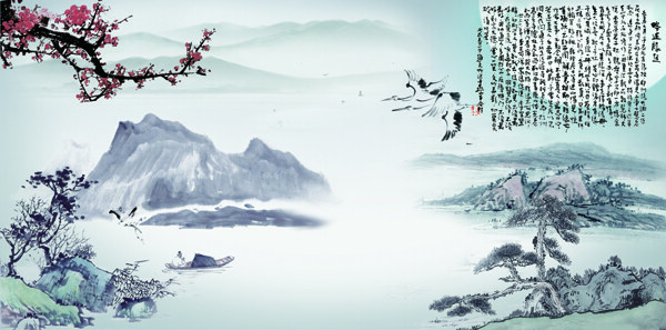 梅花風(fēng)景裝飾畫