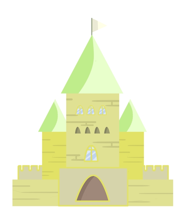绿色城堡建筑插图