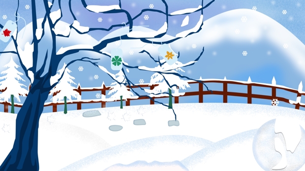 卡通清新雪地背景設(shè)計(jì)
