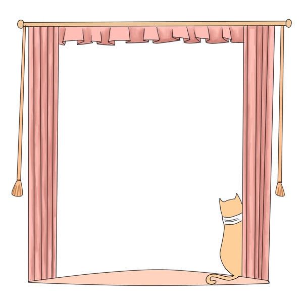 卡通窗帘小猫边框