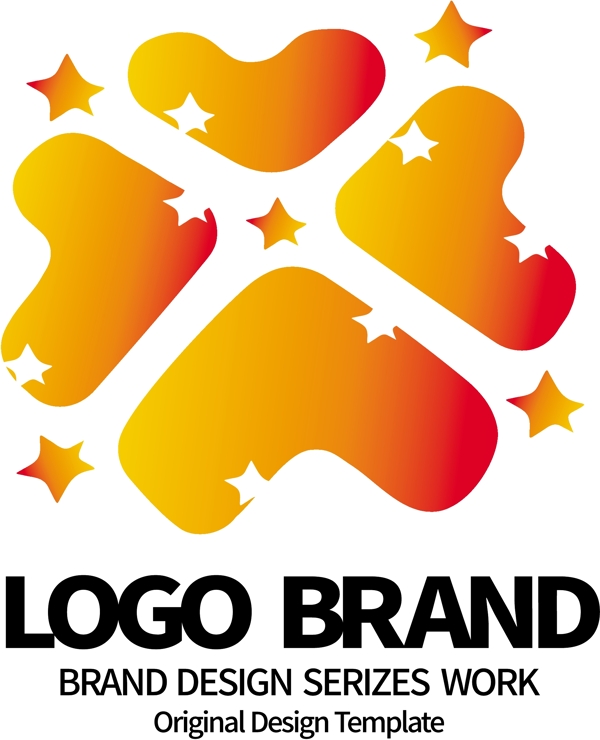 创意红黄爱心T字母公司LOGO标志设计