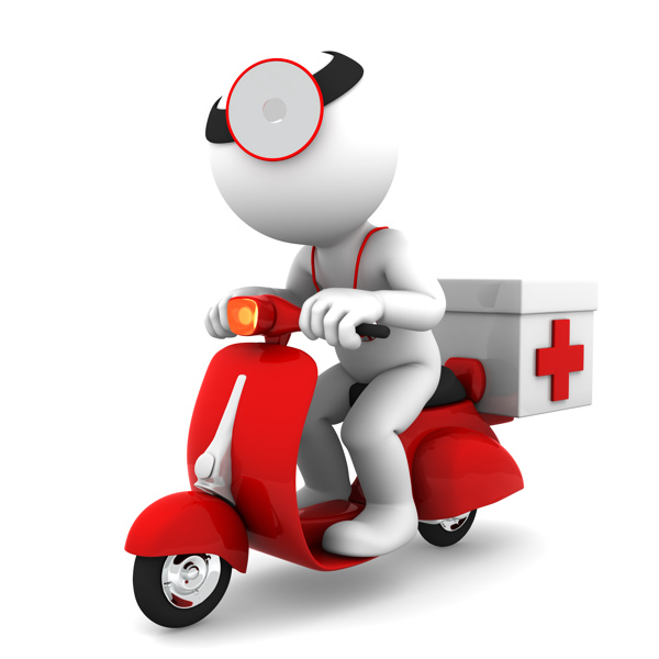 骑摩托车的3D小人和急救箱图片