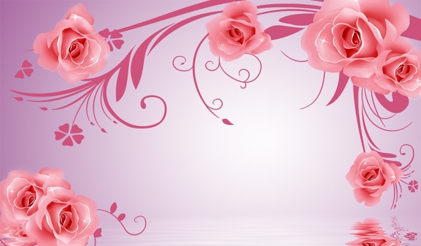 浪漫粉红色玫瑰分层