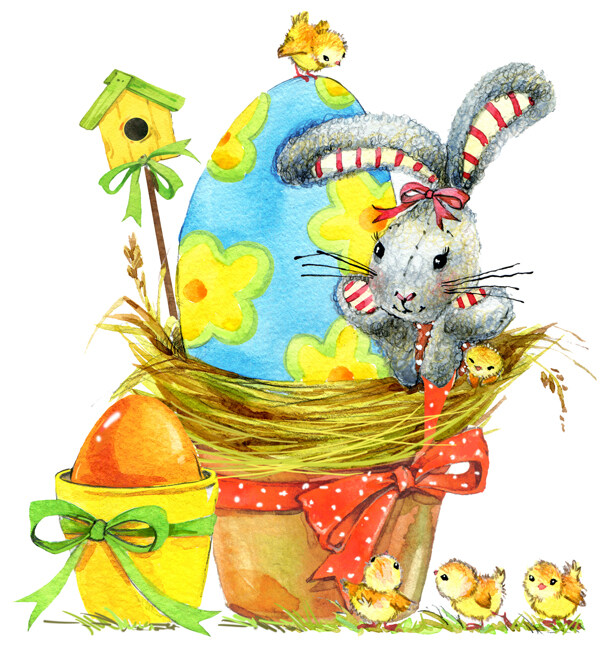 复活节卡通兔子彩蛋插图