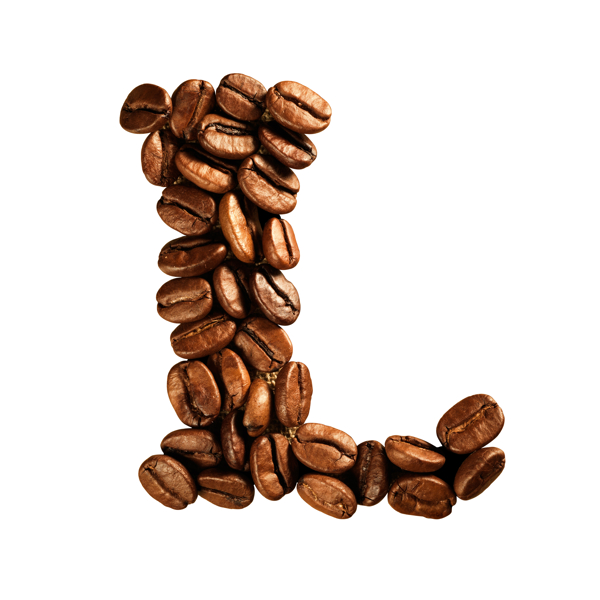 咖啡豆组成的字母L